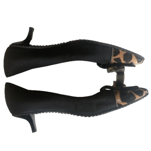 Vintage Y2K Di Sandro Bologna bow animal print kitten heel shoes - Picture 11 of 15